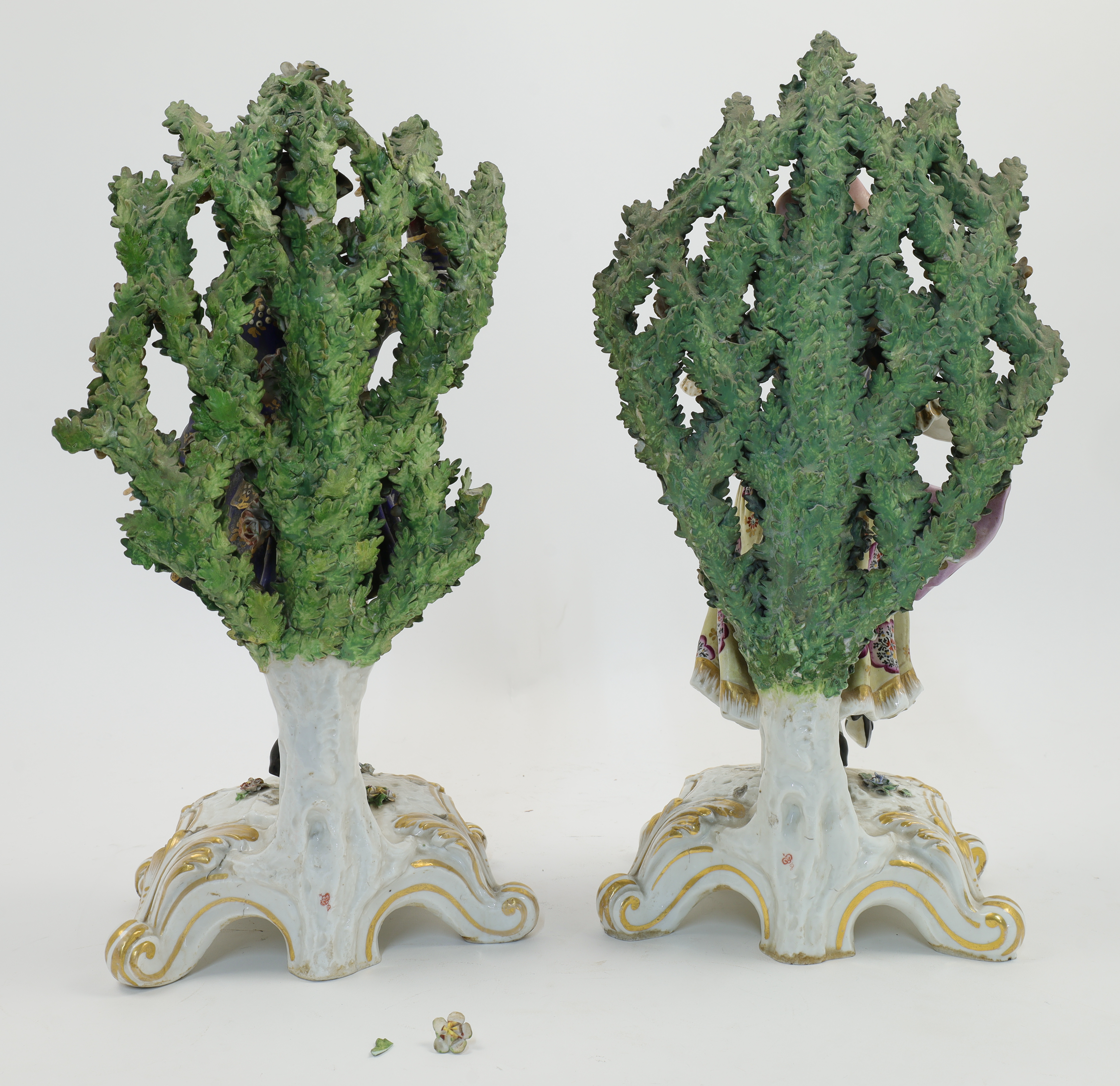 A pair of large Derby style bocage figures, possibly Samson, second half 19th century, pseudo red... - Image 2 of 2