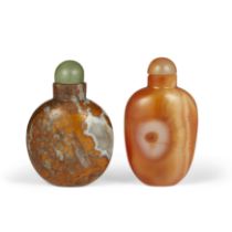 A Chinese 'macaroni' agate and a Chinese 'banded' agate snuff bottle, Qing dynasty, 19th century,...