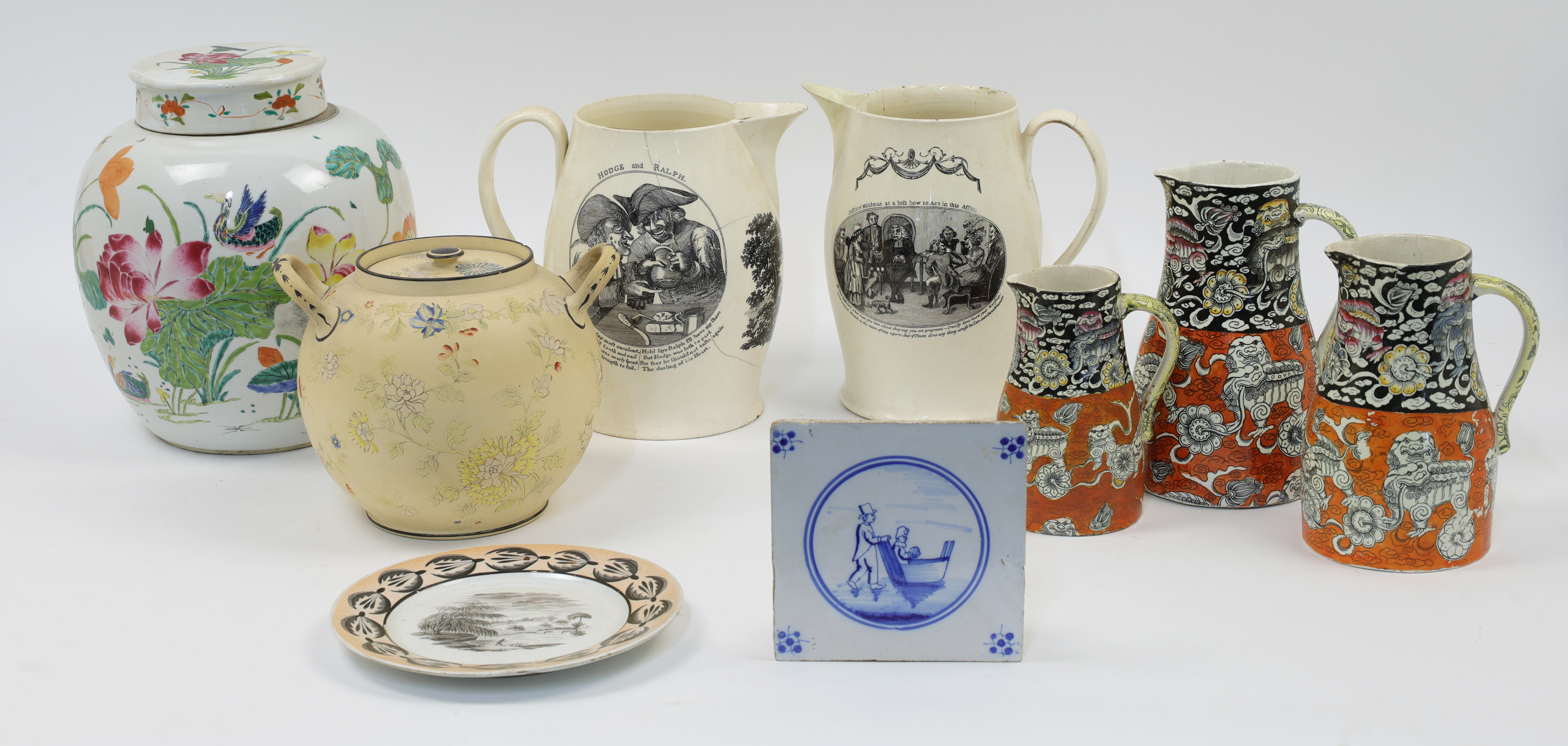 A quantity of mostly Staffordshire pottery and porcelain, 19th century, comprising: a group of Ma... - Image 2 of 2
