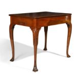 An Irish mahogany games table, second quarter 18th century, the removeable top revealing an inlai...