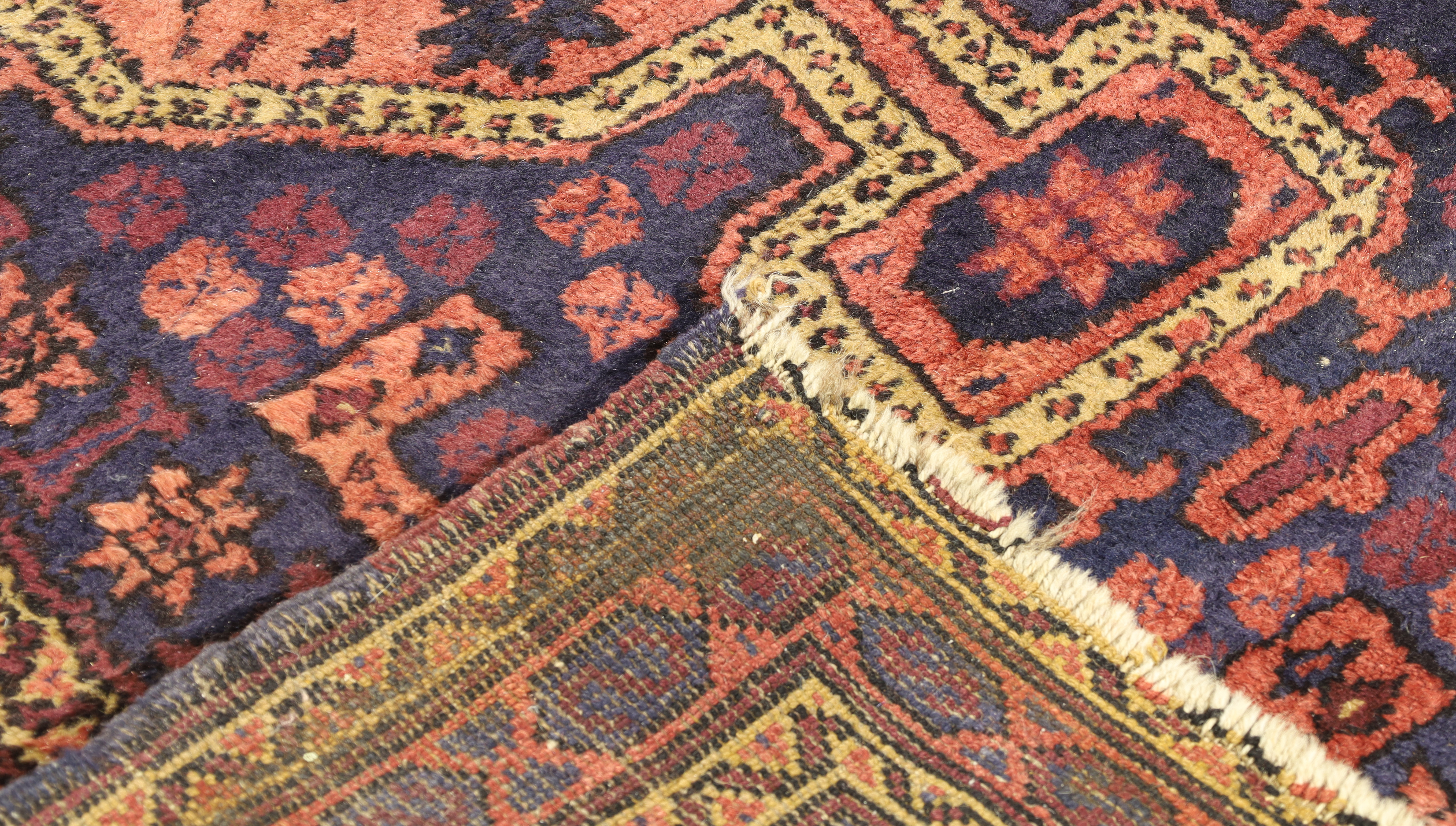 A Persian Zanjan rug, last quarter 20th century, geometric design on a blue and terracotta ground... - Image 4 of 4