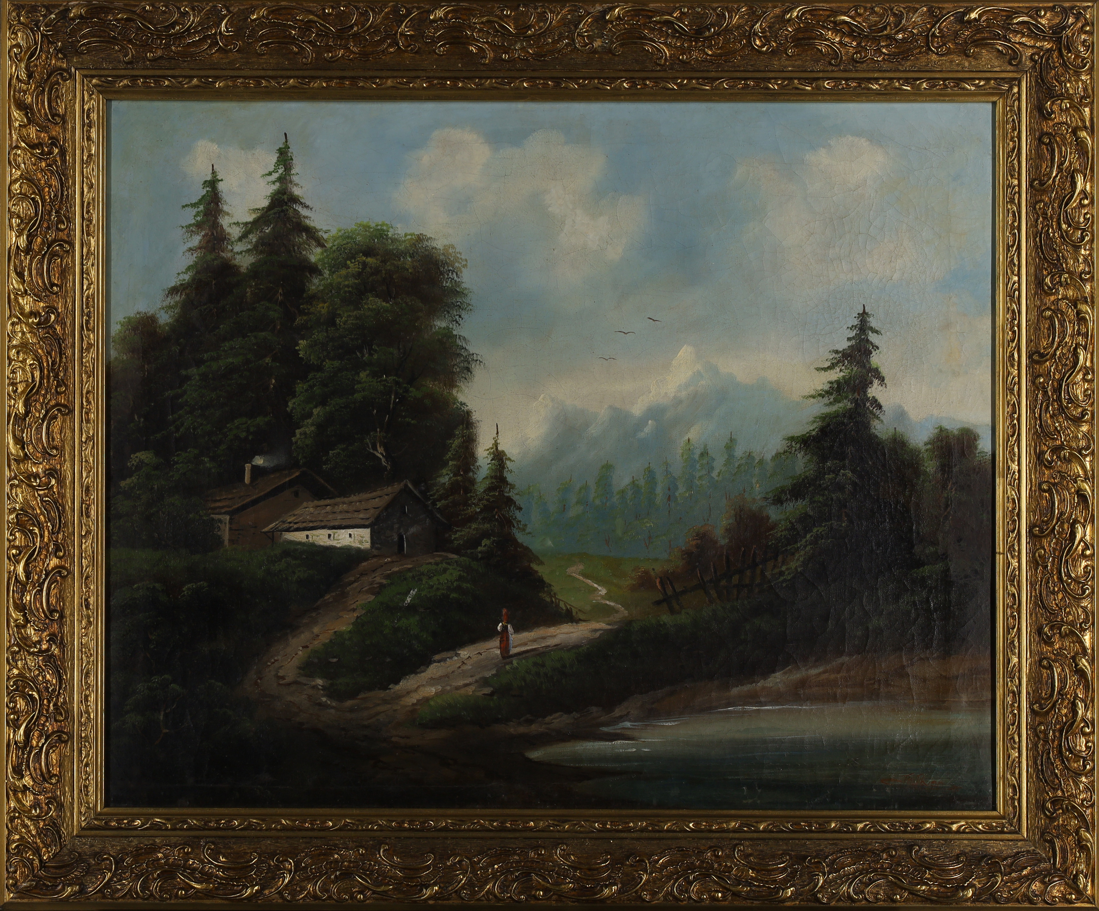 Edward Theodore Paier,  American 1918-2010-  View of a wooded Alpine Landscape with a cottage;  ... - Image 2 of 3