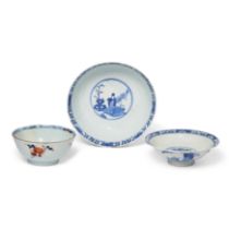 Two Chinese blue and white and one Chinese Imari bowl, Qing dynasty, 18th - 19th centuries, the C...