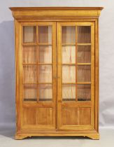 A Biedermeier ebony inlaid satin birch display cabinet, last quarter 19th century, 229cm high, 16...