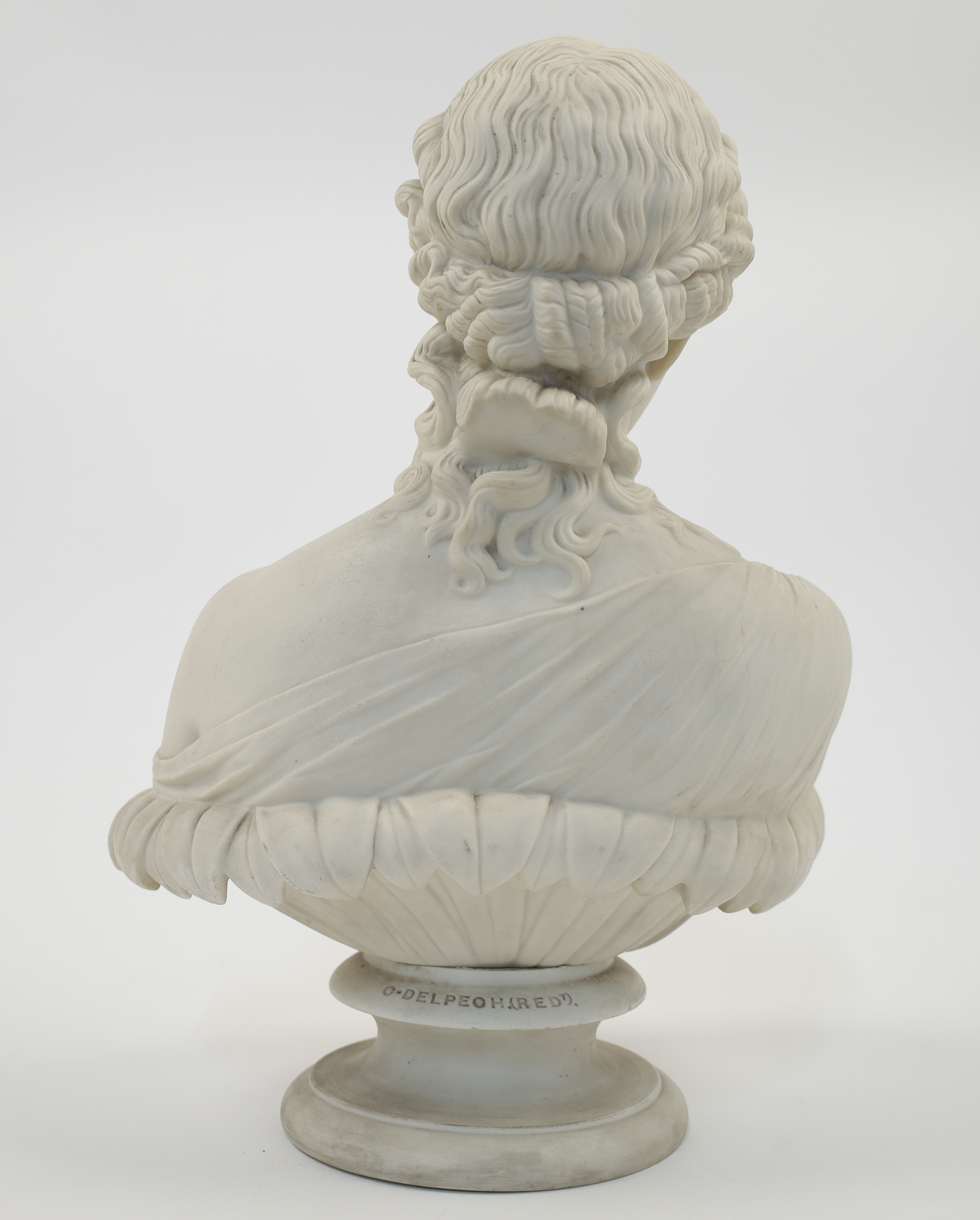 A Victorian Copeland parian ware bust of Clyte, mid-19th century, of typical form on a socle base... - Image 2 of 2