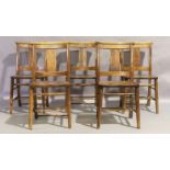 A set of five French stained beech chapel chairs, first quarter 20th century (5)