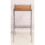 An English wrought iron and mahogany folding lectern, in the Gothic taste, 19th Century, 135cm hi...