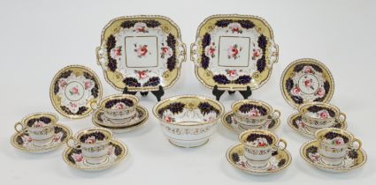An English porcelain part tea service, possibly Ridgway or Coalport, first half 19th century, som...