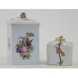 A German porcelain tea caddy and cover, possibly Höchst, mid-18th century, of rectangular form wi...