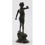 After Gabriele Parente, Italian, 1875-99, an Italian bronze sculpture of a boy on a cannon, late ...