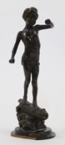 After Gabriele Parente, Italian, 1875-99, an Italian bronze sculpture of a boy on a cannon, late ...