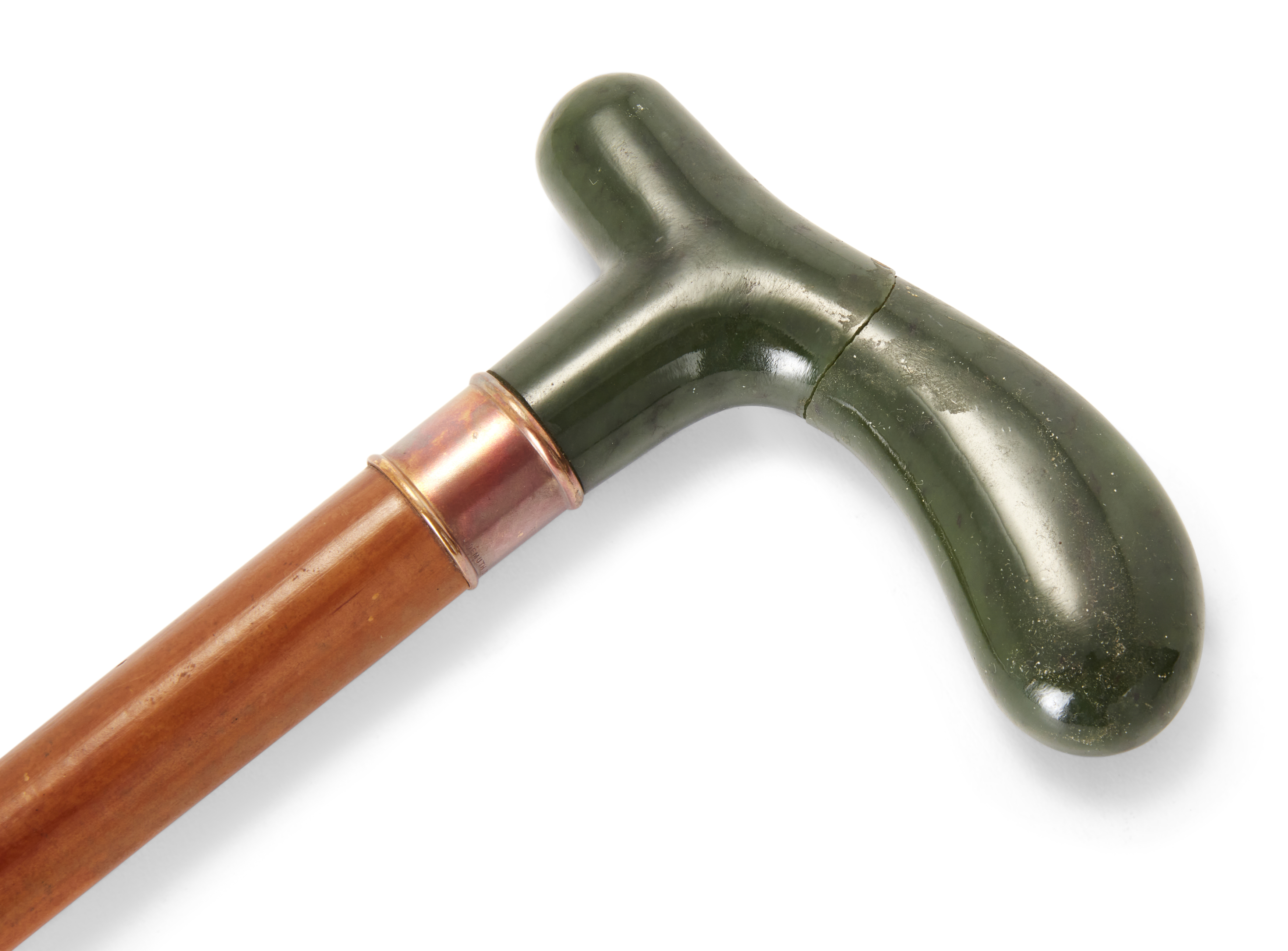 A German walking stick, by J Demuth, Berlin, early 20th century, with broken nephrite handle abov... - Image 2 of 3