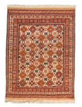 An Afghan Mauri Kabul carpet, last quarter 20th century, the central field with repeating geometr...