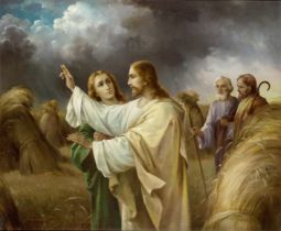 J. Vater,  Austrian, late 19th/early 20th century-  Christ with his Disciples in the Cornfield; ...