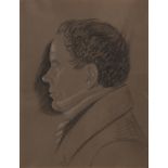 British School,  early 19th century-  Portraits of gentlemen in profile;  black and white chalk...