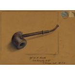 Scott Alexander,  Scottish act.1858-1927-  'A Pipe';  pencil and watercolour, signed and dated ...