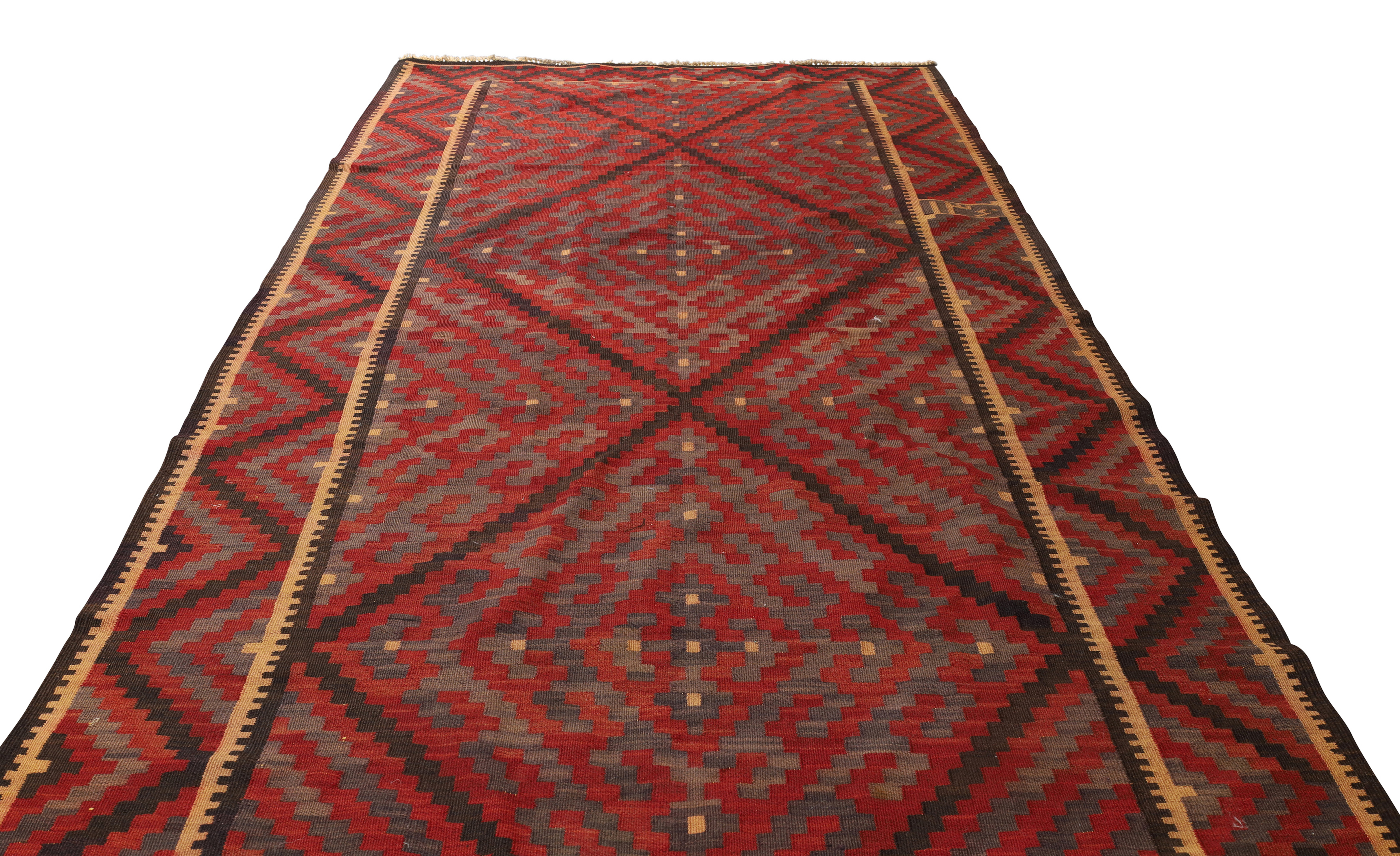 A Persian Qashqai kilim, last quarter 20th century, signed, with geometric design, on a red, blac... - Image 2 of 4