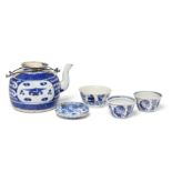 Five Chinese blue and white vessels, Republic period / mid-20th century, comprising: a blue and w...