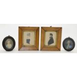 A collection of 19th century English School miniatures and silhouettes, comprising: a pair of pro...