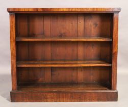 A Victorian mahogany open bookcase, third quarter 19th century, with adjustable shelves, on plint...