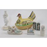A group of decorative ceramics, 19th - 20th centuries, comprising: a Victorian parian ware figure...