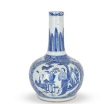 A Chinese blue and white bottle vase Qing dynasty, 19th century Decorated with two large reserv...