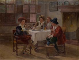 After Albert Friedrich Schröder,  German 1854-1939-  A tuneful melody;  oil on canvas, signed w...