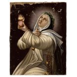 Spanish School,  19th century-  Portrait of a female saint, possibly St Catherine of Siena, wear...