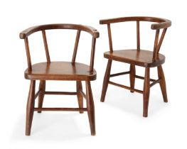 A pair of English ash and elm child's Windsor chairs, 19th century, 45cm high (2) Provenance: Pr...