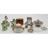A mixed group of decorative objects of vertu, 19th - 20th centuries, comprising: a Derby porcelai...