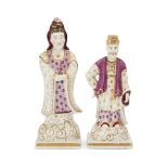 Two similar Staffordshire porcelain figures of Guanyin and a Chinese Jesuit priest, first half 19...
