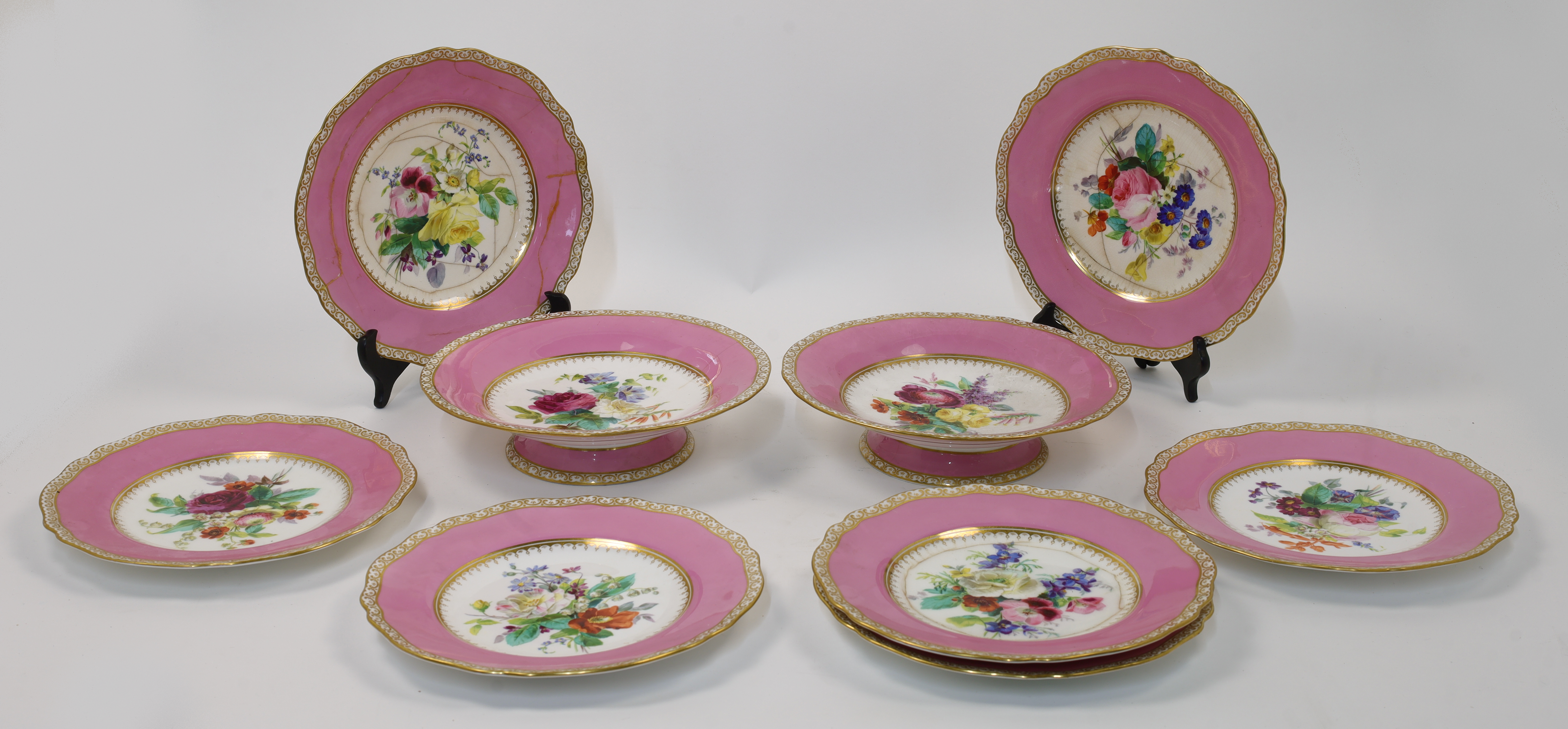 A Copeland porcelain part dessert service, second half 19th century, printed mark with registrati...