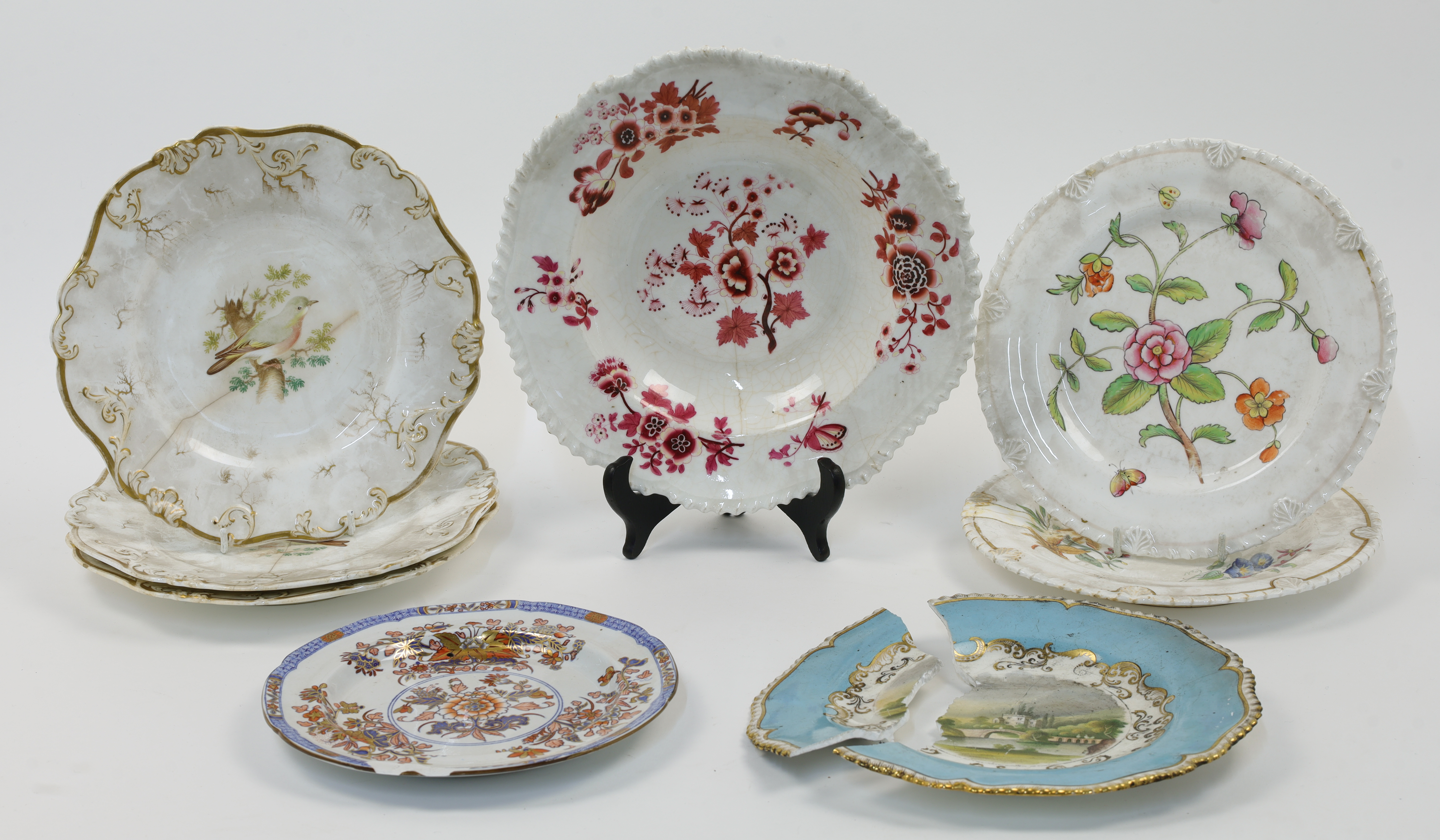 A collection of English porcelain plates and dishes, 19th century, to include examples by Mason's... - Image 2 of 2