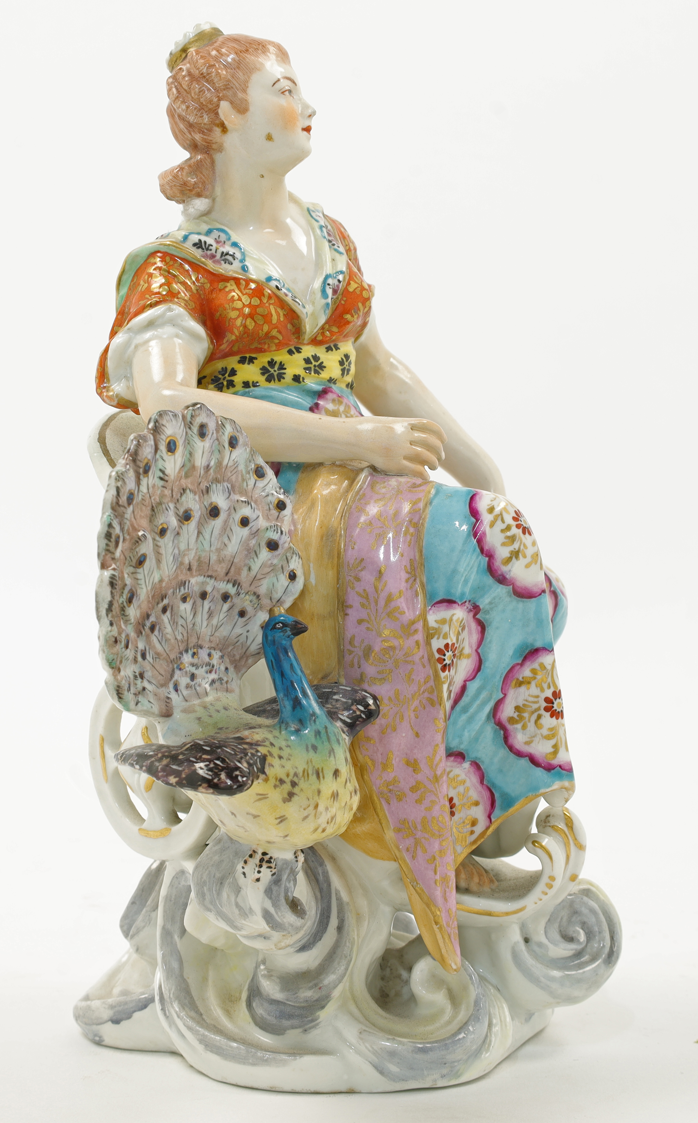 A Paris (Samson) Chelsea style porcelain figure of Juno and a peacock, second half 19th century, ... - Image 2 of 2