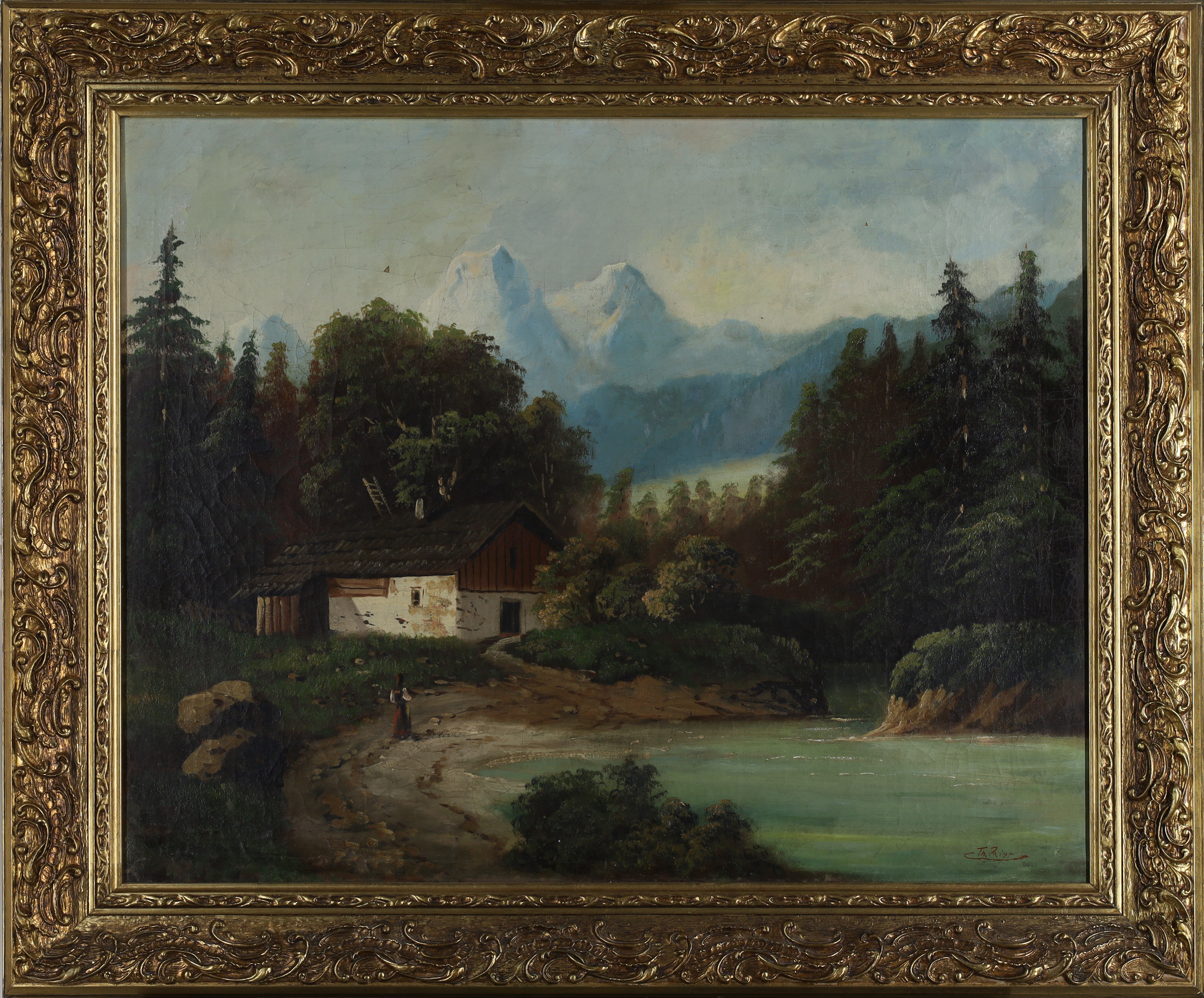 Edward Theodore Paier,  American 1918-2010-  View of a wooded Alpine Landscape with a cottage;  ... - Image 2 of 3