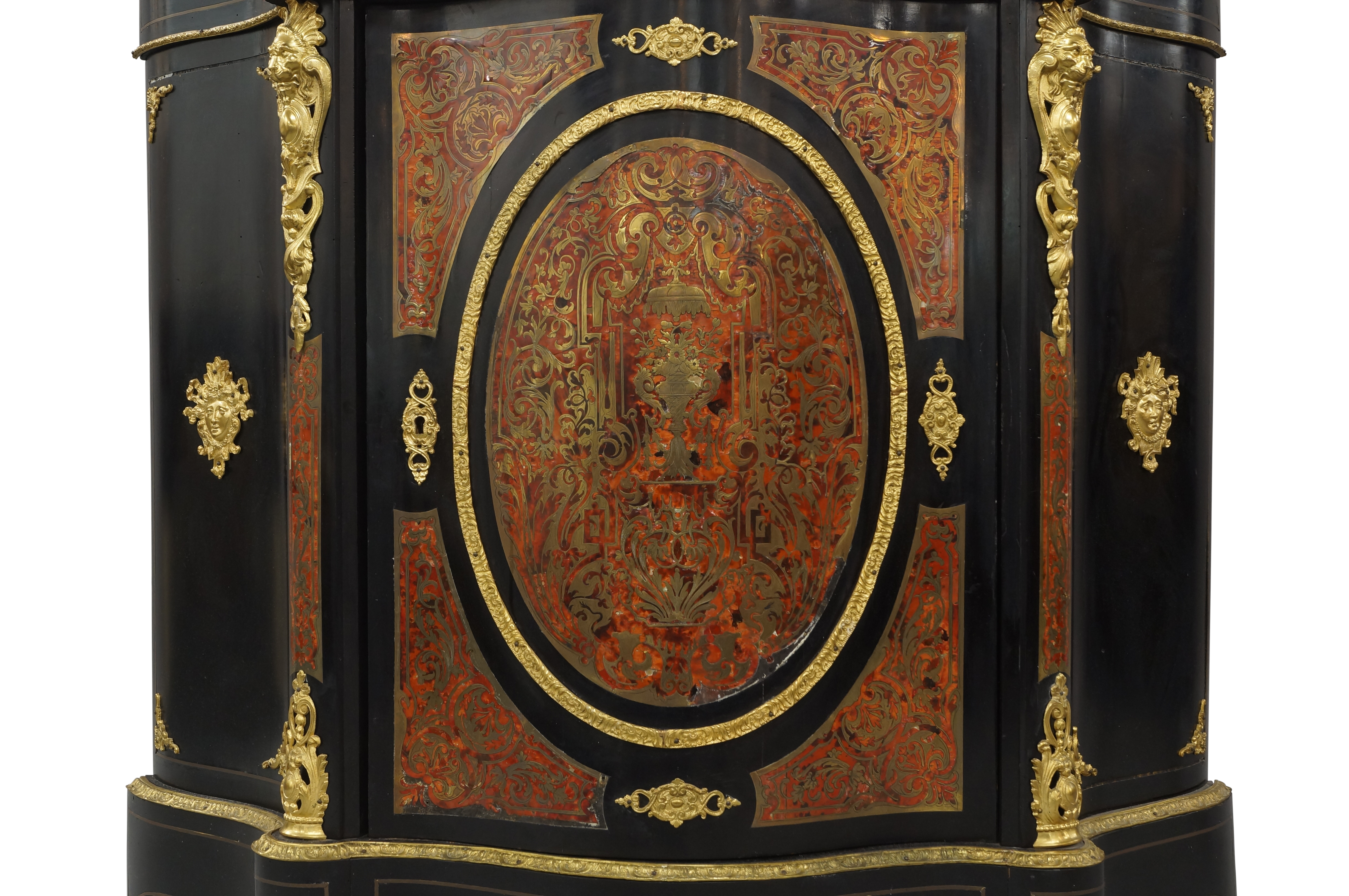 A French ormolu-mounted ebonised Boulle cabinet, late 19th century, the central door enclosing la... - Image 3 of 3