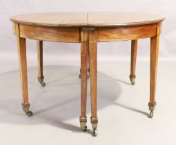 A pair of George III mahogany and satinwood crossbanded console tables, last quarter 18th century...