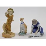 A group of decorative porcelain figures, 20th century, comprising: a Royal Worcester blush ivory ...