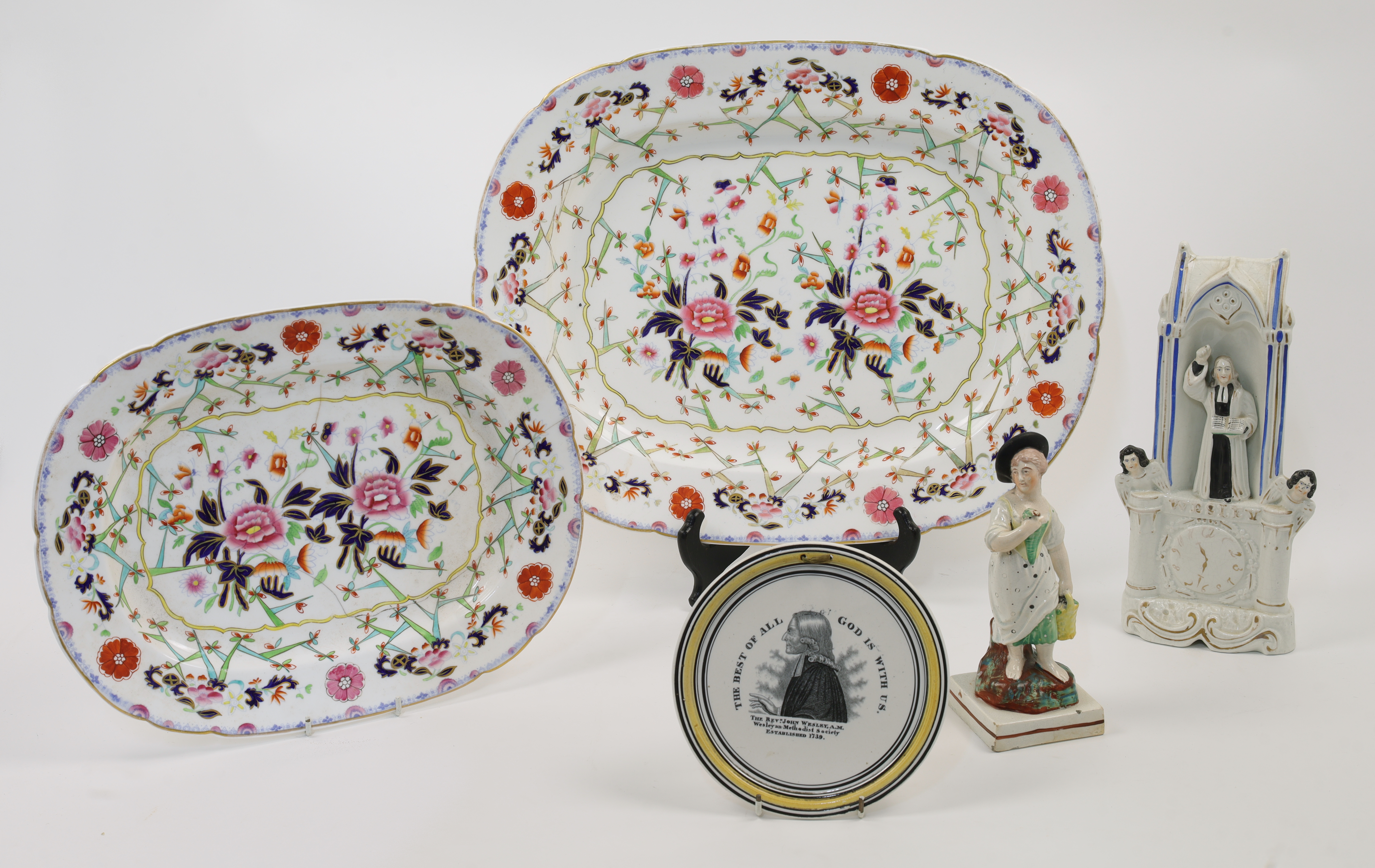 A group of British ceramics, 19th century, comprising: a Staffordshire pearlware figure emblemati...