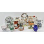 A quantity of mostly Staffordshire pottery and porcelain, 19th century, comprising: a group of Ma...