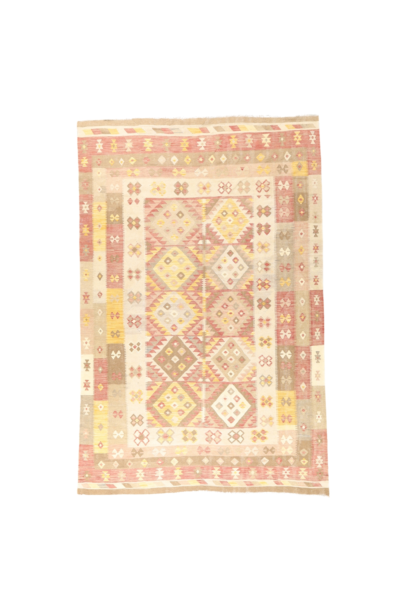 A Qashqai Kilim, last quarter 20th century, geometric design on a multi coloured ground, 300 x 19...