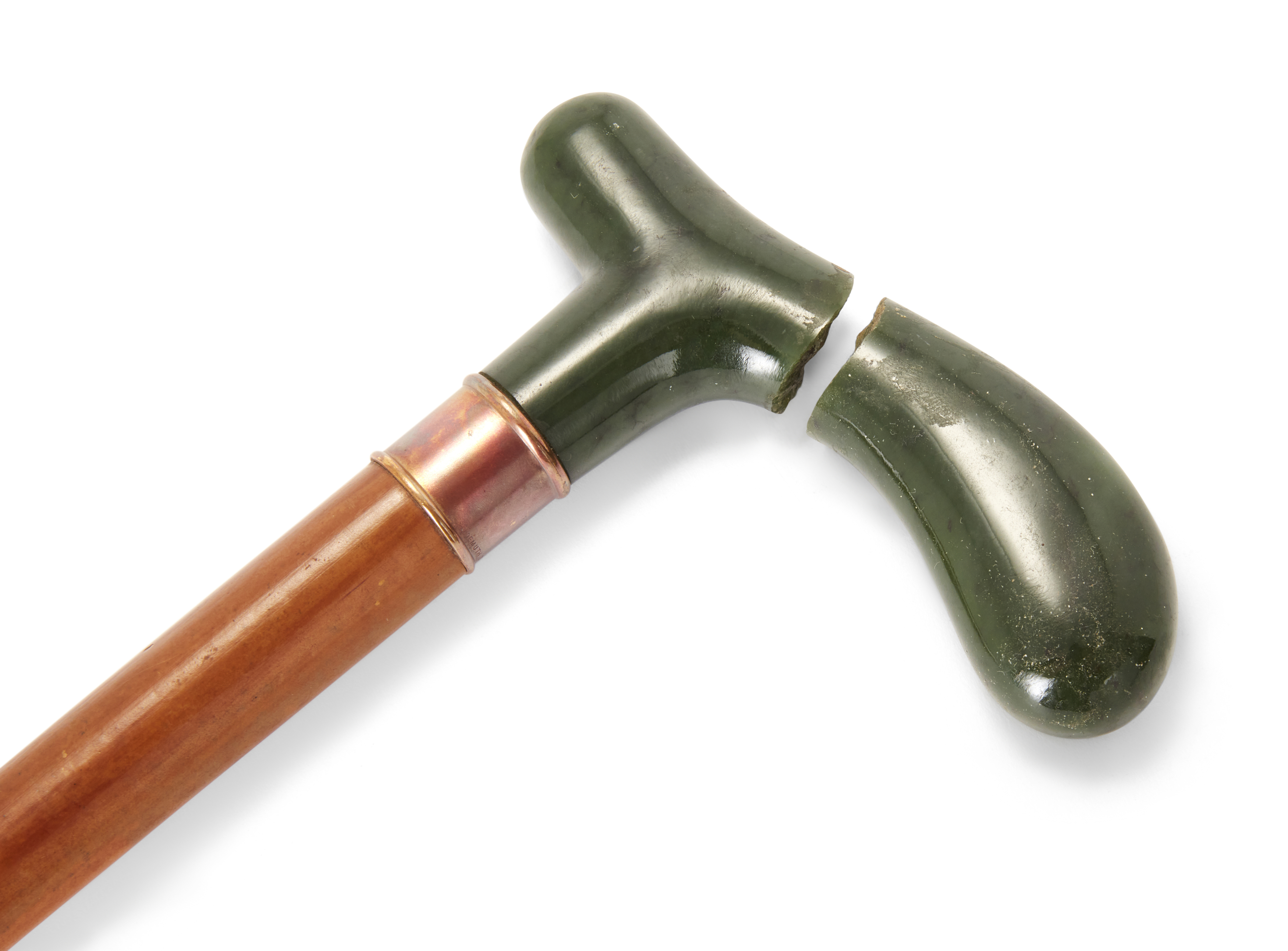 A German walking stick, by J Demuth, Berlin, early 20th century, with broken nephrite handle abov... - Image 3 of 3