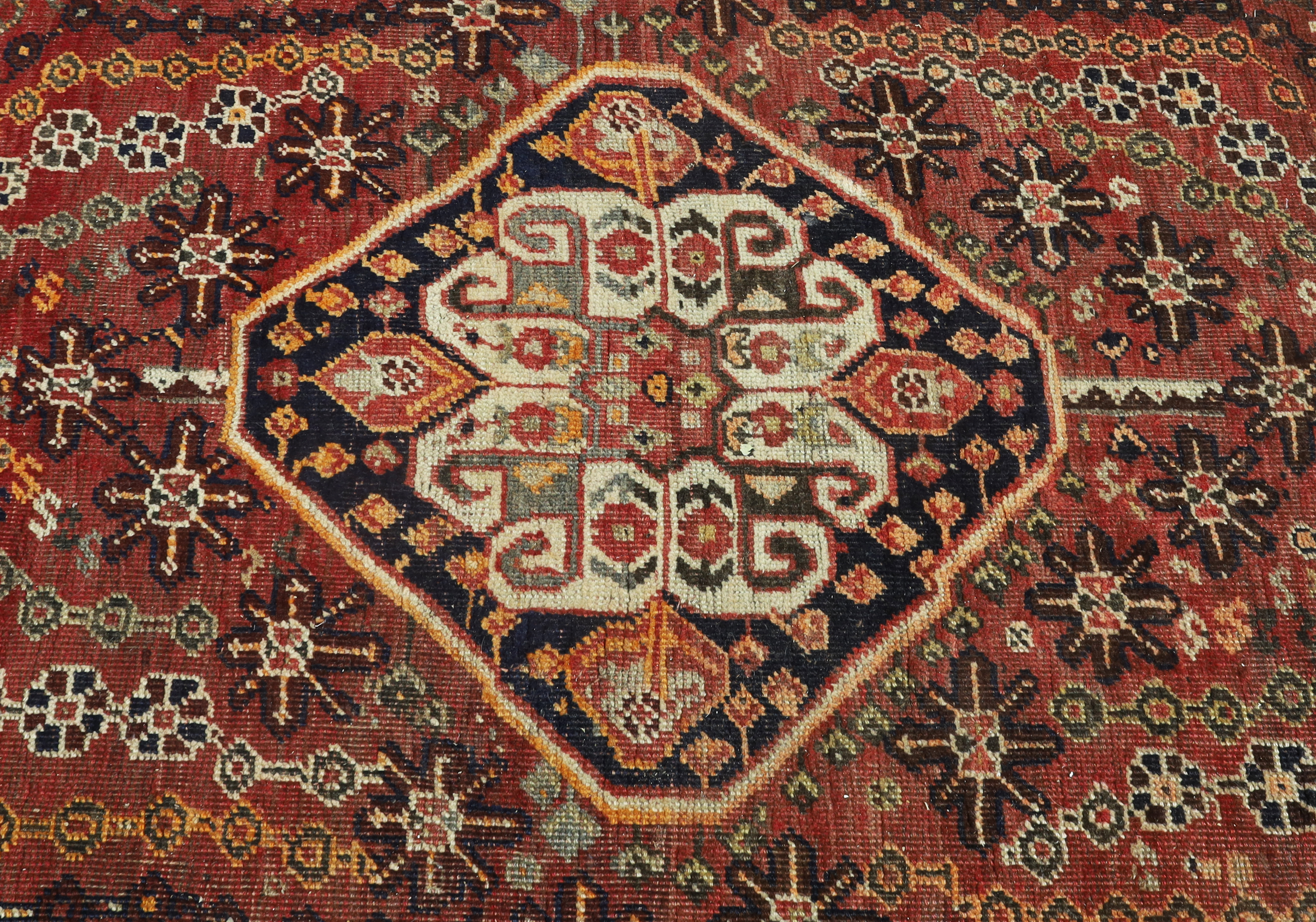 A Persian Qashqai carpet, third quarter 20th century, the central diamond medallion surrounded by... - Image 3 of 4