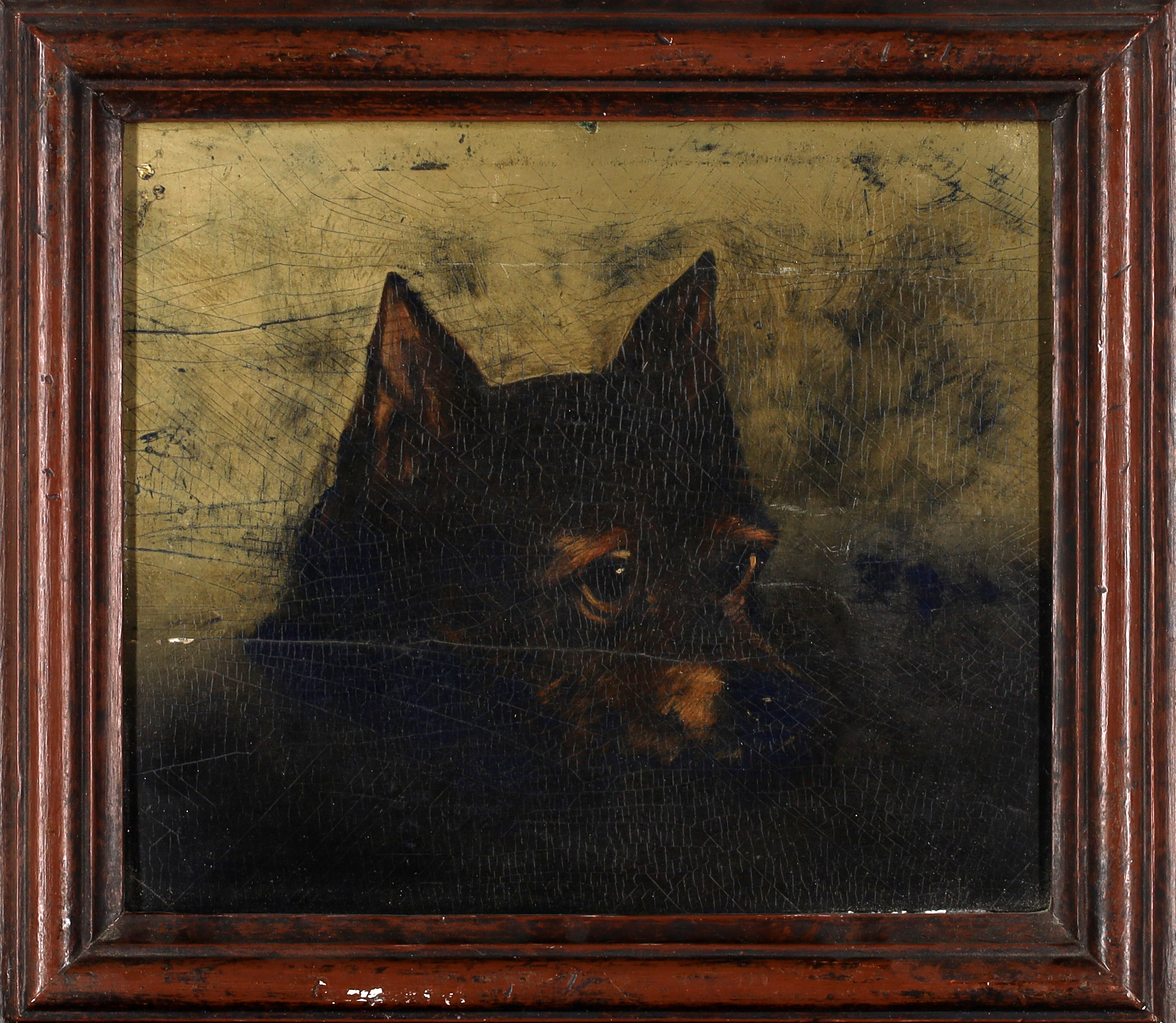 British School,  19th century-  Portraits of a terrier and of a sheep dog;  oils on board, the ... - Image 2 of 3