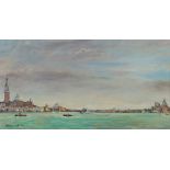 Lynette Hemmant,  British b.1938-  View of St Marks and Santa Maria della Salute, Venice;  oils...