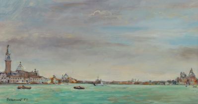 Lynette Hemmant,  British b.1938-  View of St Marks and Santa Maria della Salute, Venice;  oils...