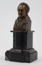 After Pierre Joseph Chardigny, French, 1794-1866, a bronze portrait bust of Johann Wolfgang von G...