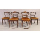 A set of six William IV simulated rosewood dining chairs, second quarter 19th century, the carved...