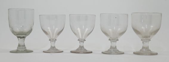 A group of five Georgian rummers or water glasses, late 18th / early 19th century, comprising two...