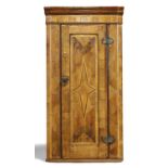 A Continental walnut and geometric parquetry corner cupboard, last quarter 18th century, 94cm hig...